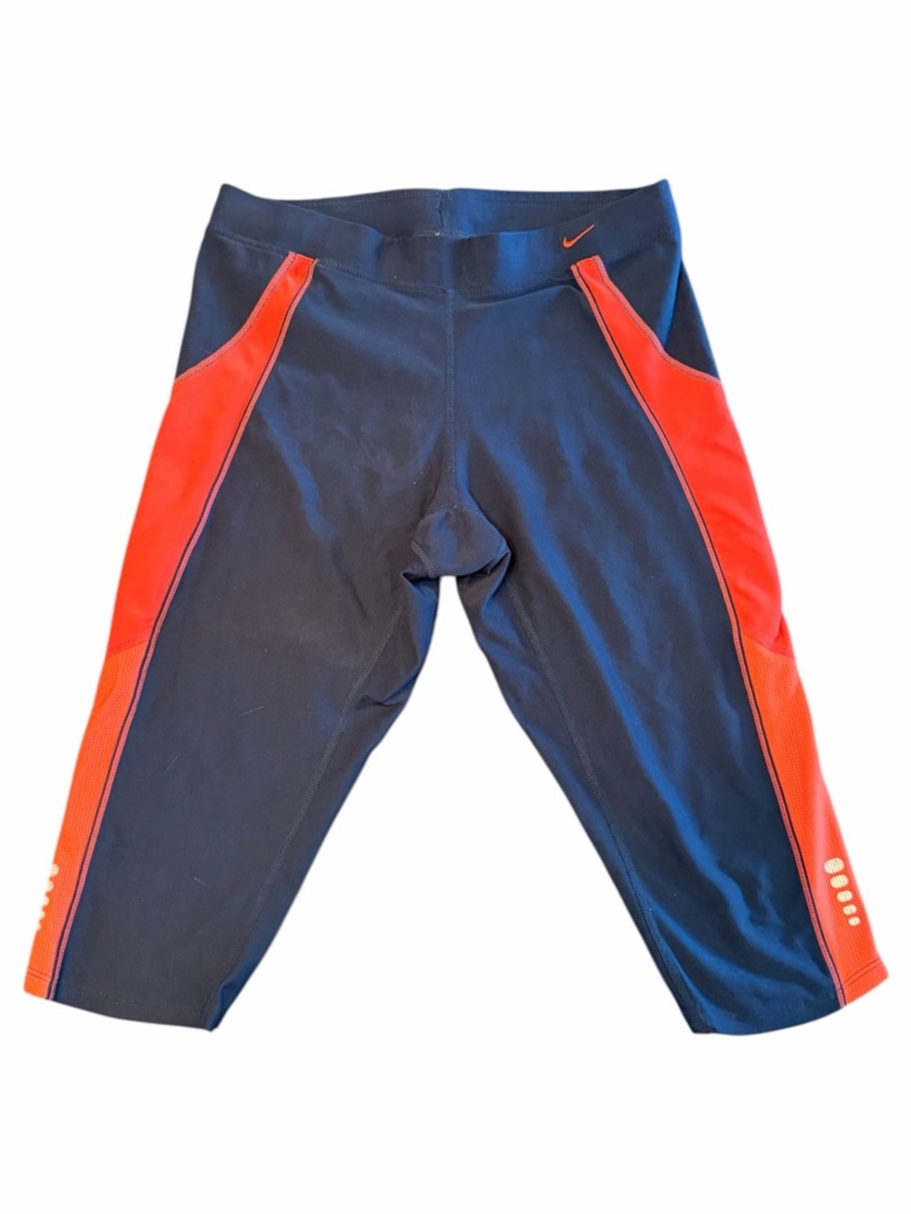 Nike Dri-Fit Compression Cropped Capri Leggings Orange Women Size Sm Workout